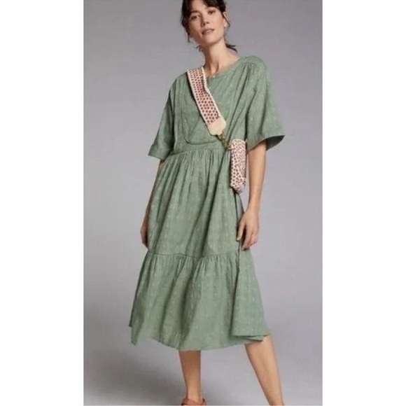 Anthropologie Sage Green Cottagecore Maxi Dress size XS - Picture 2 of 12